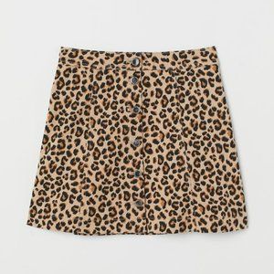 H&M Denim Mini Skirt - 20, cheetah print